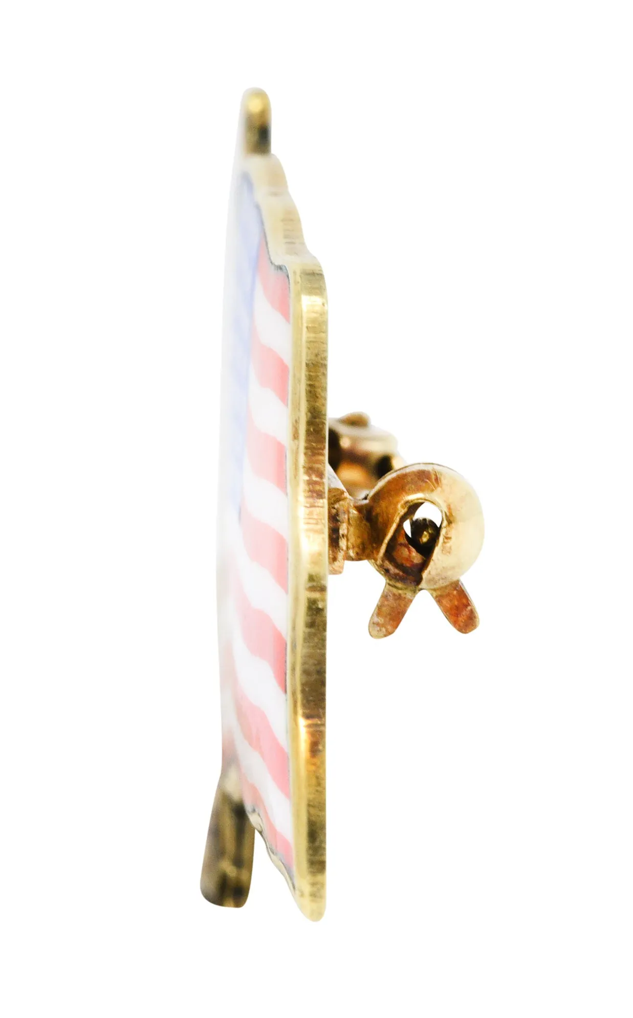 1950's Enamel 14 Karat Gold Unisex American Flag Brooch