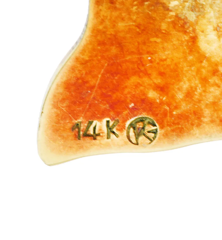 1950's Enamel 14 Karat Gold Unisex American Flag Brooch