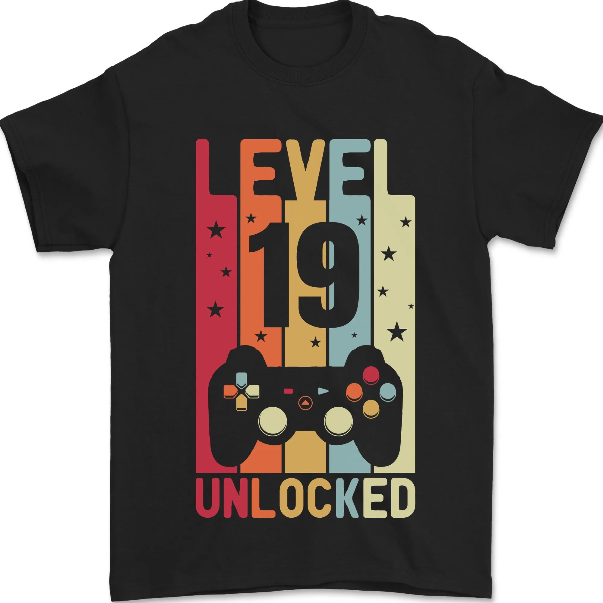19th Birthday 19 Year Old Level Up Gaming Mens T-Shirt 100% Cotton
