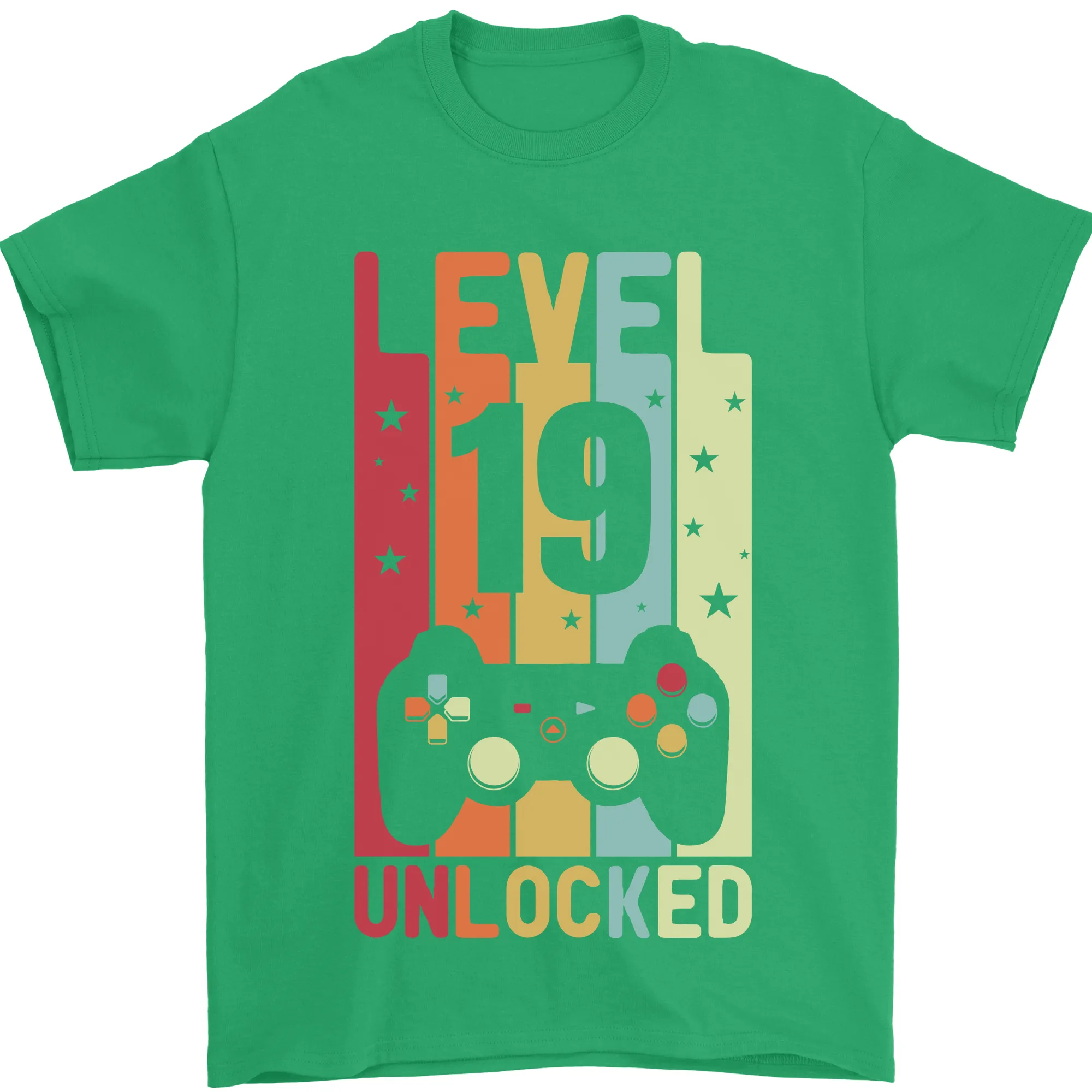 19th Birthday 19 Year Old Level Up Gaming Mens T-Shirt 100% Cotton