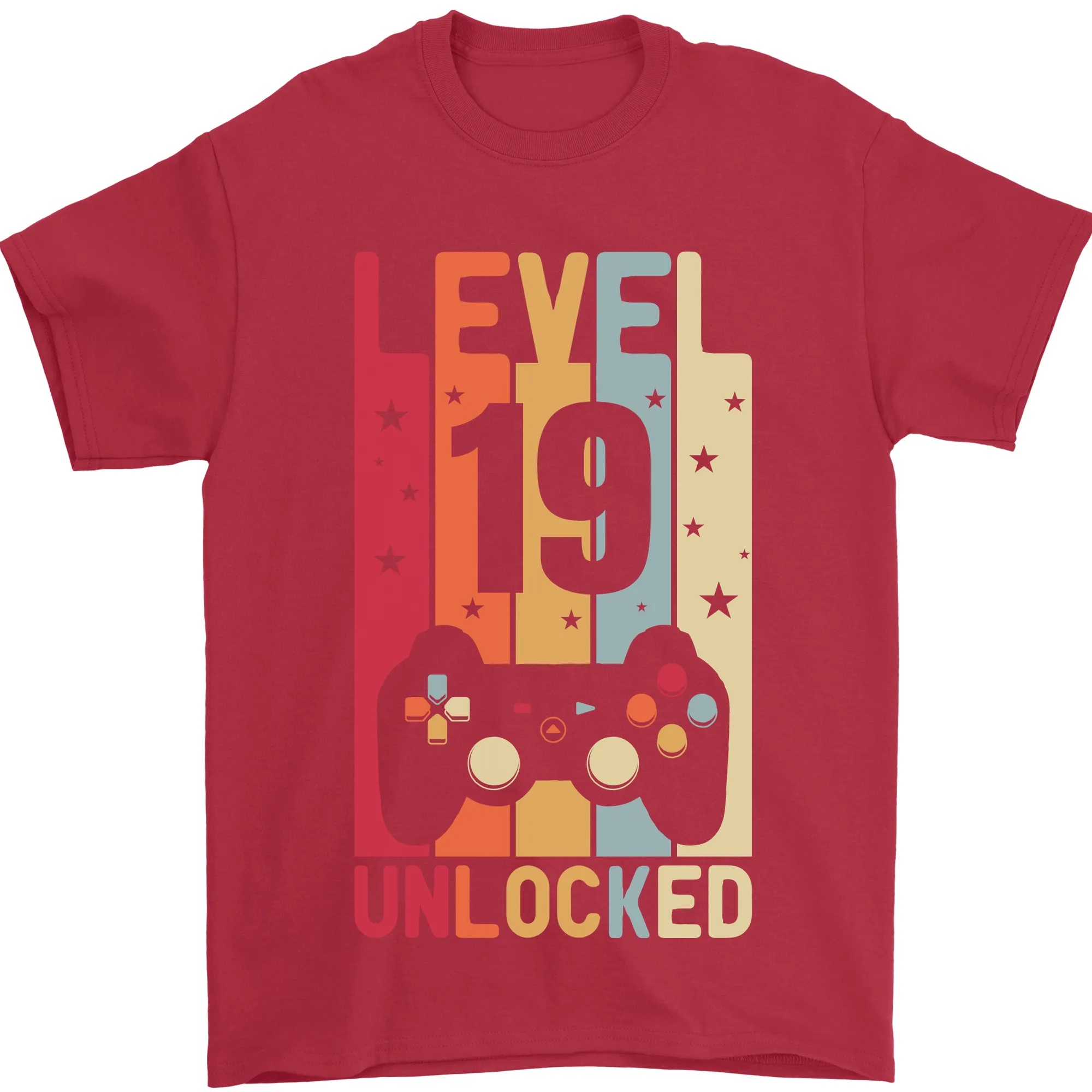 19th Birthday 19 Year Old Level Up Gaming Mens T-Shirt 100% Cotton