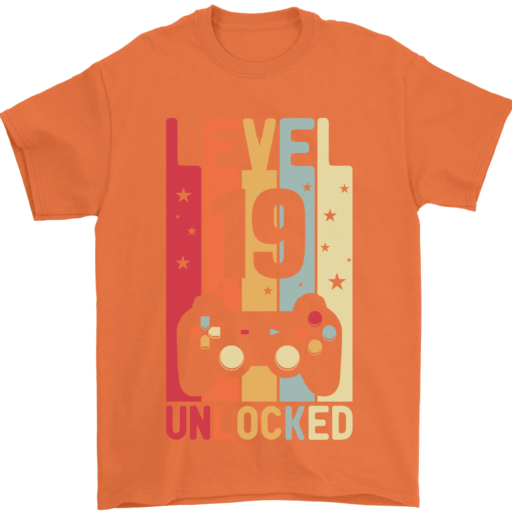 19th Birthday 19 Year Old Level Up Gaming Mens T-Shirt 100% Cotton