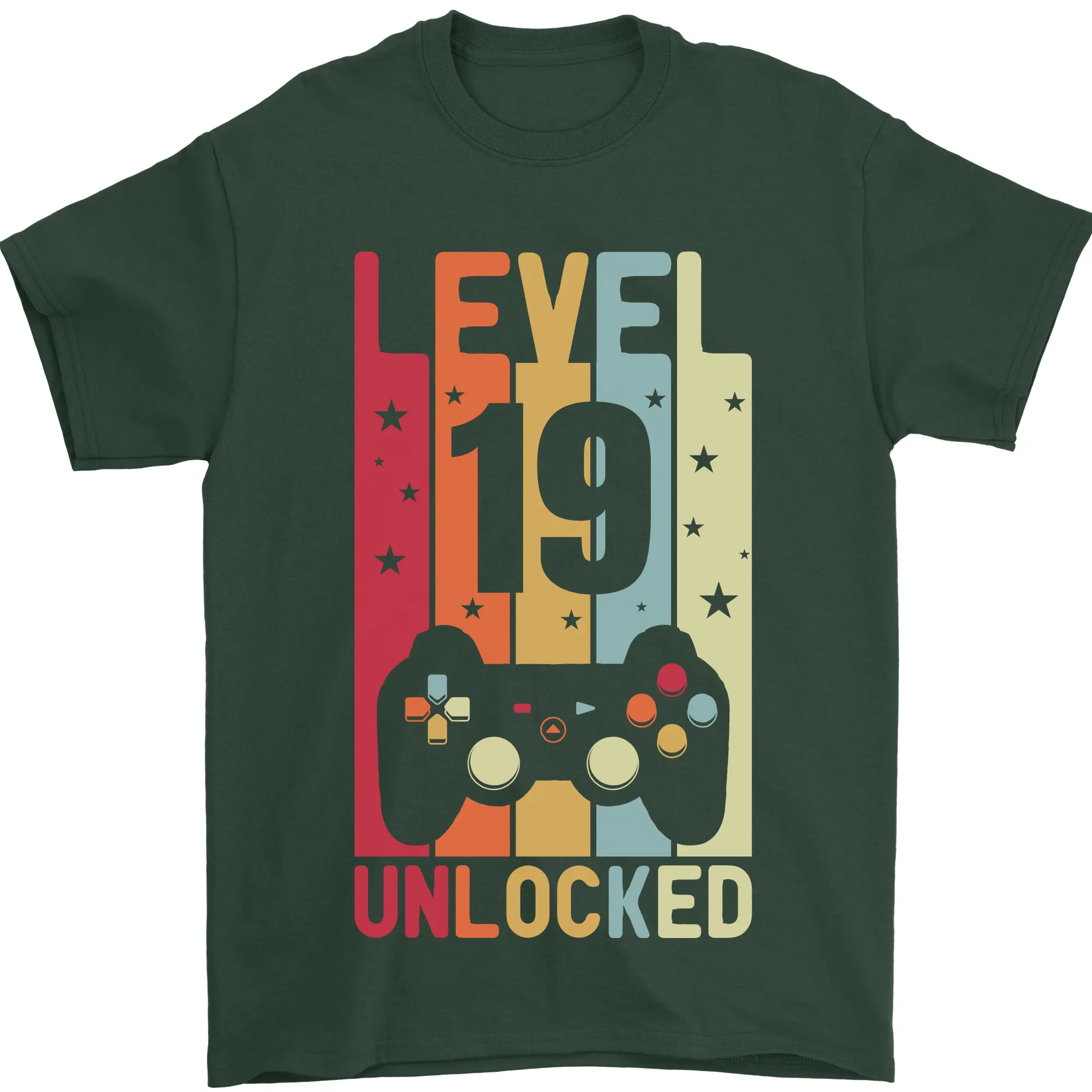 19th Birthday 19 Year Old Level Up Gaming Mens T-Shirt 100% Cotton