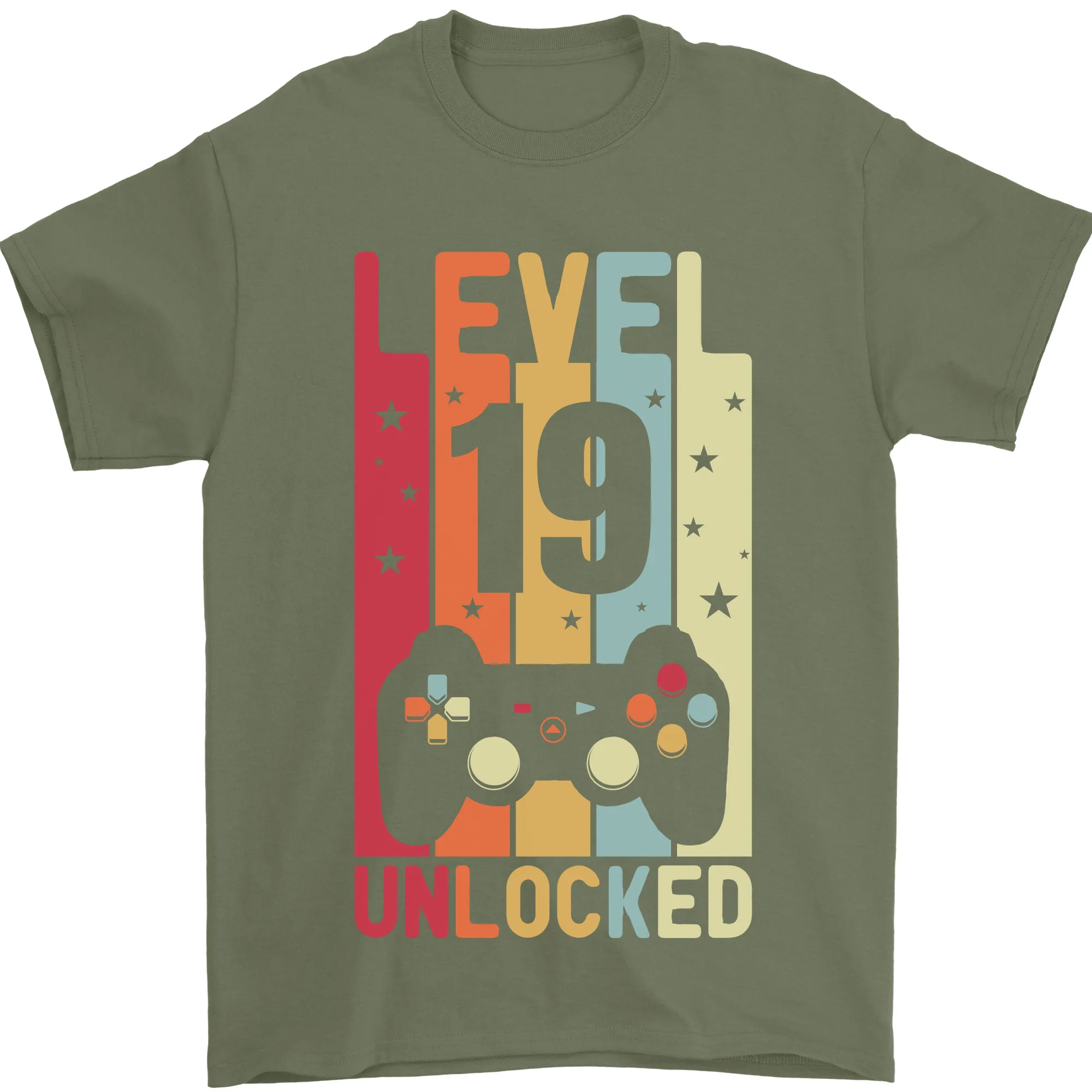19th Birthday 19 Year Old Level Up Gaming Mens T-Shirt 100% Cotton