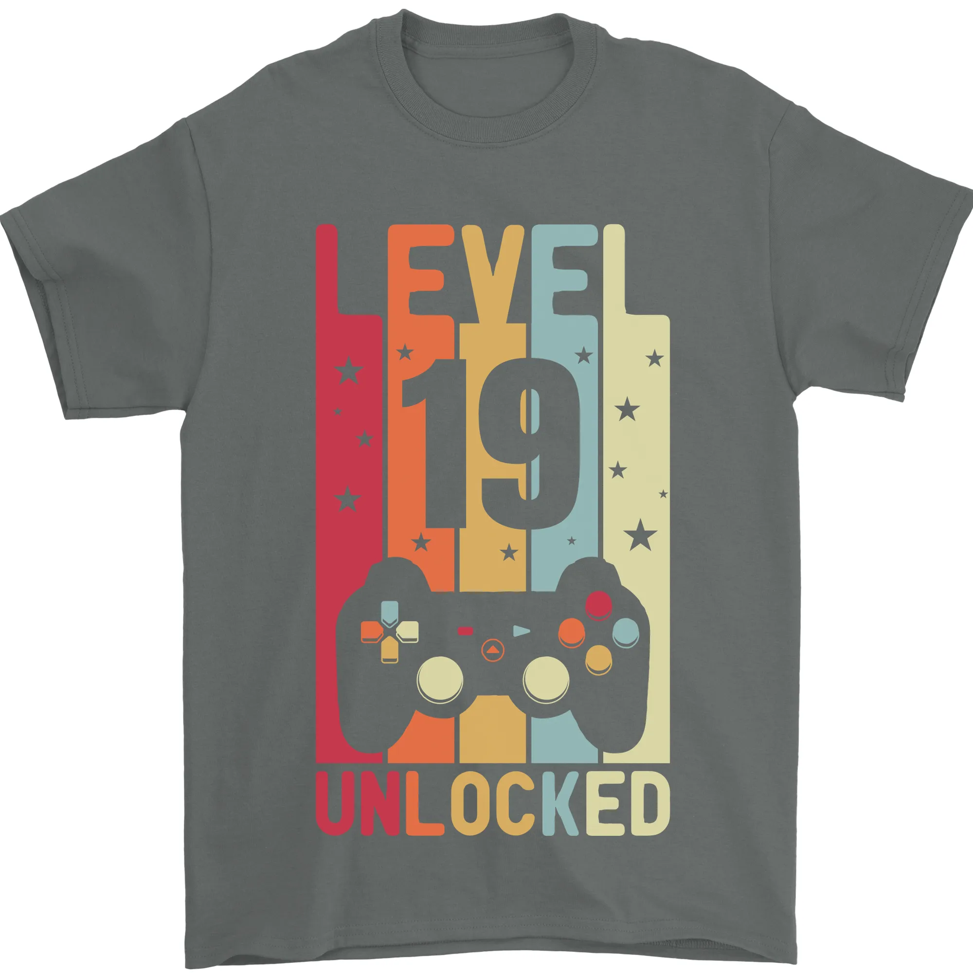 19th Birthday 19 Year Old Level Up Gaming Mens T-Shirt 100% Cotton