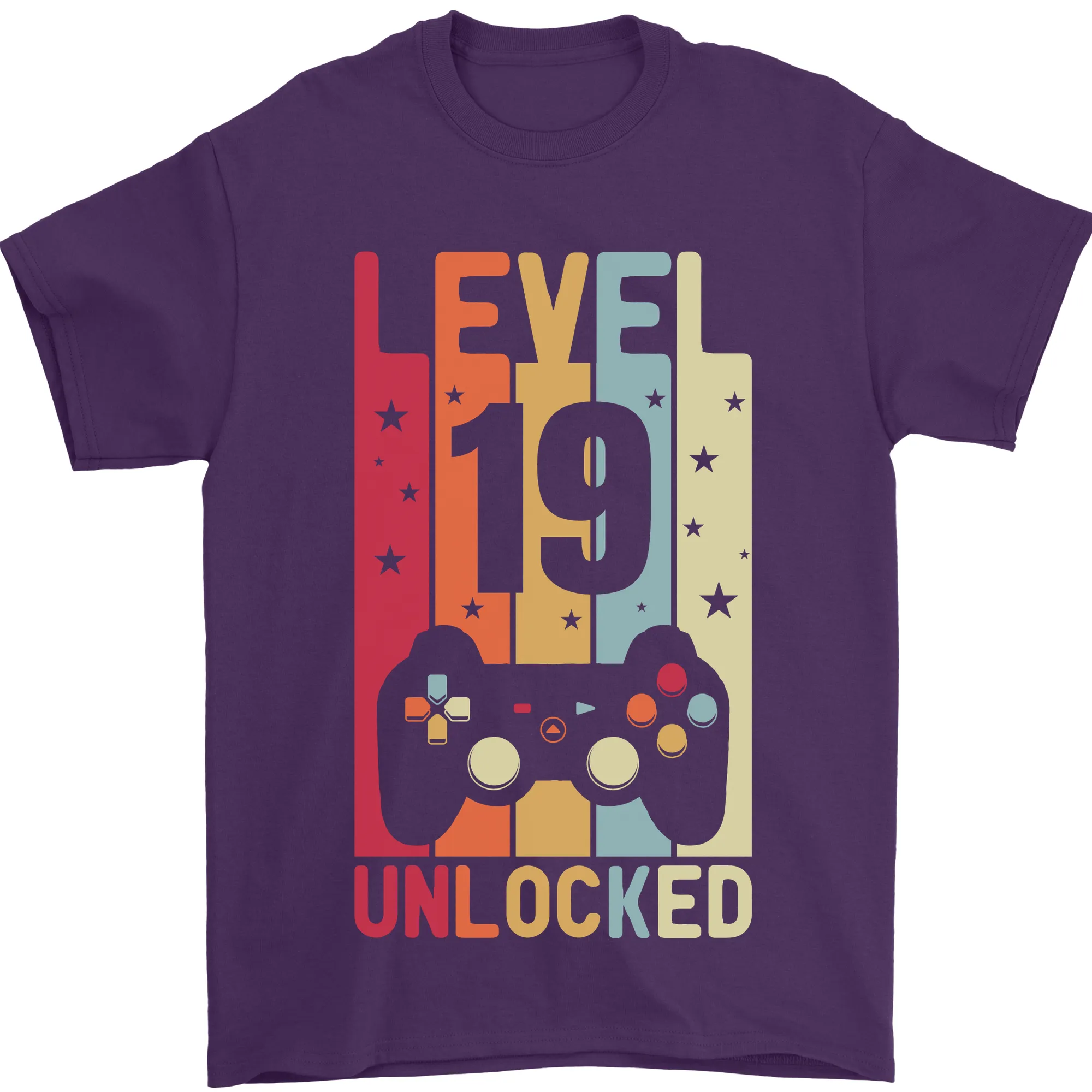 19th Birthday 19 Year Old Level Up Gaming Mens T-Shirt 100% Cotton