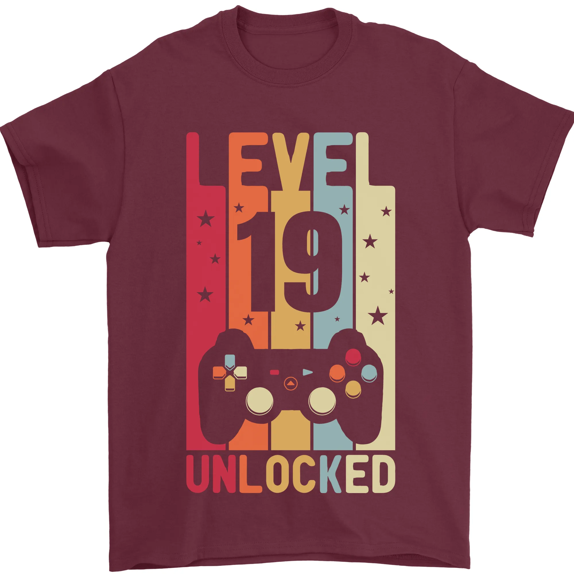 19th Birthday 19 Year Old Level Up Gaming Mens T-Shirt 100% Cotton