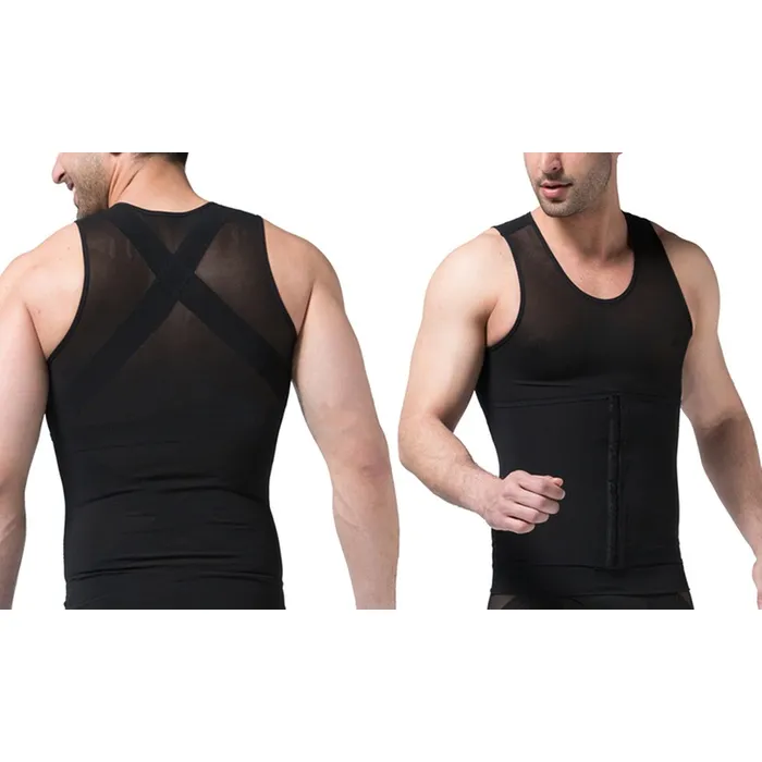 3-in-1 Men Compression and Posture Corrector Shirt with Slimming Belt