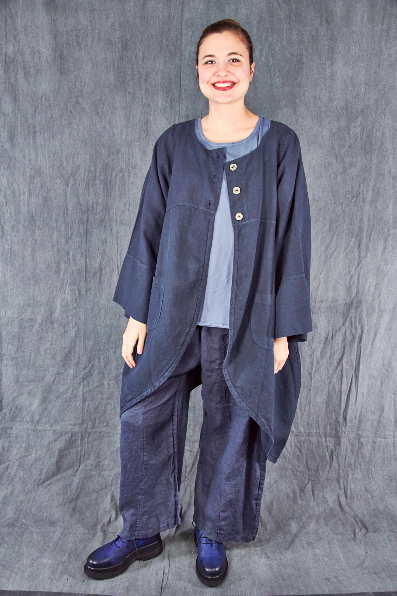 5288-Heavy Linen Jacket Blue Coal-U