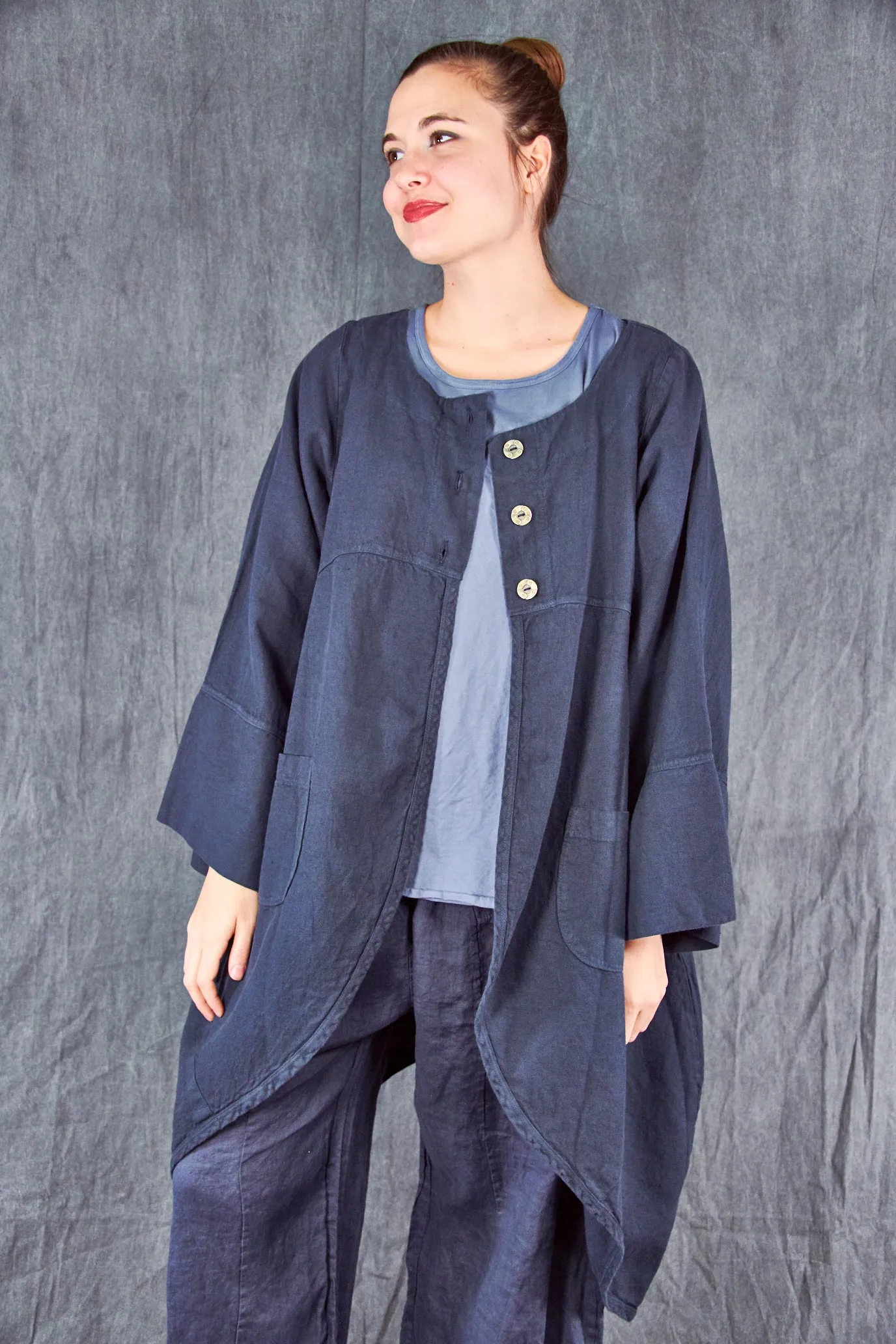 5288-Heavy Linen Jacket Blue Coal-U