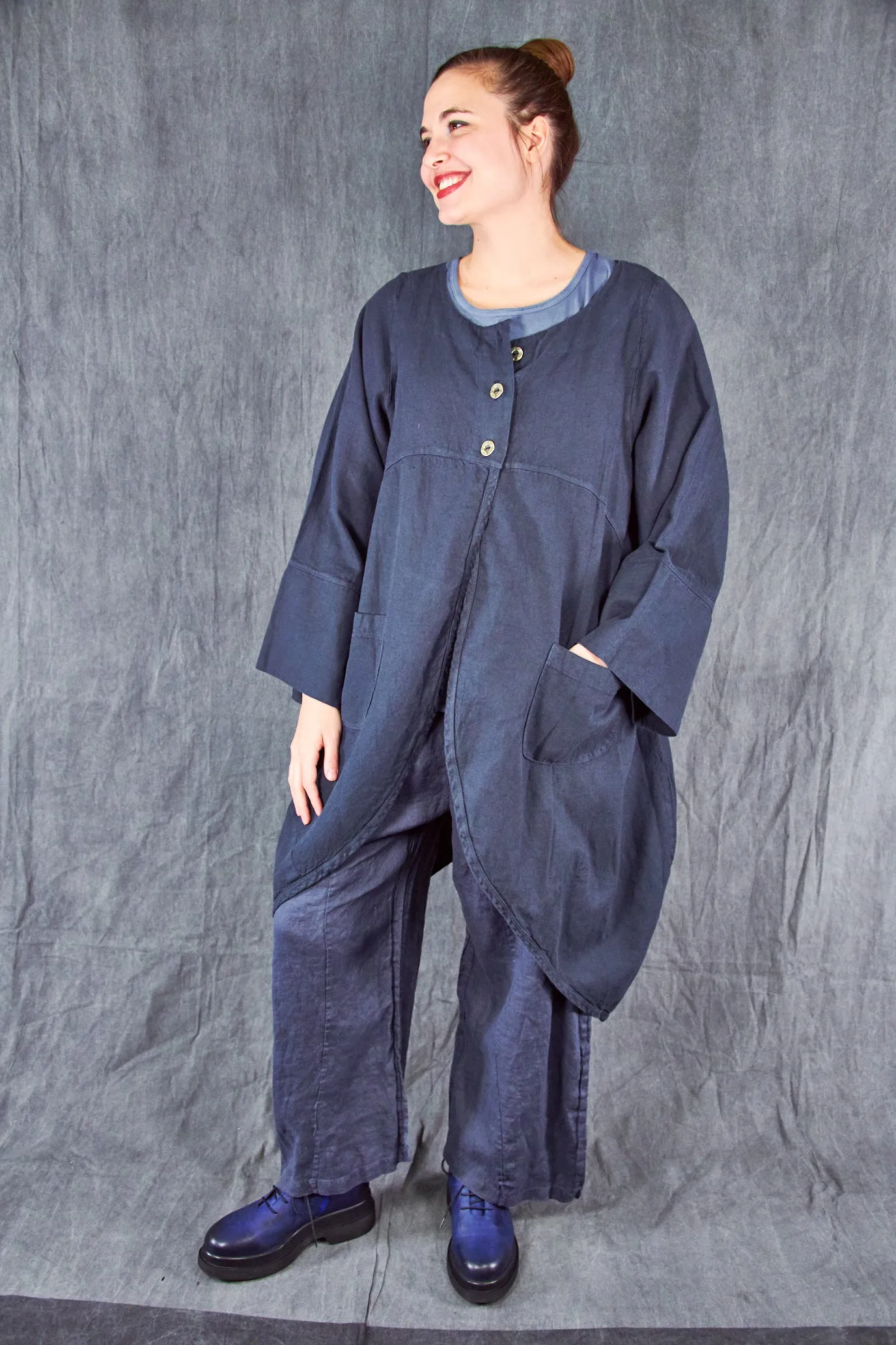 5288-Heavy Linen Jacket Blue Coal-U