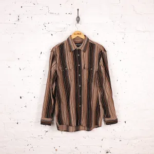 90s Striped Corduroy Shirt - Brown - XL