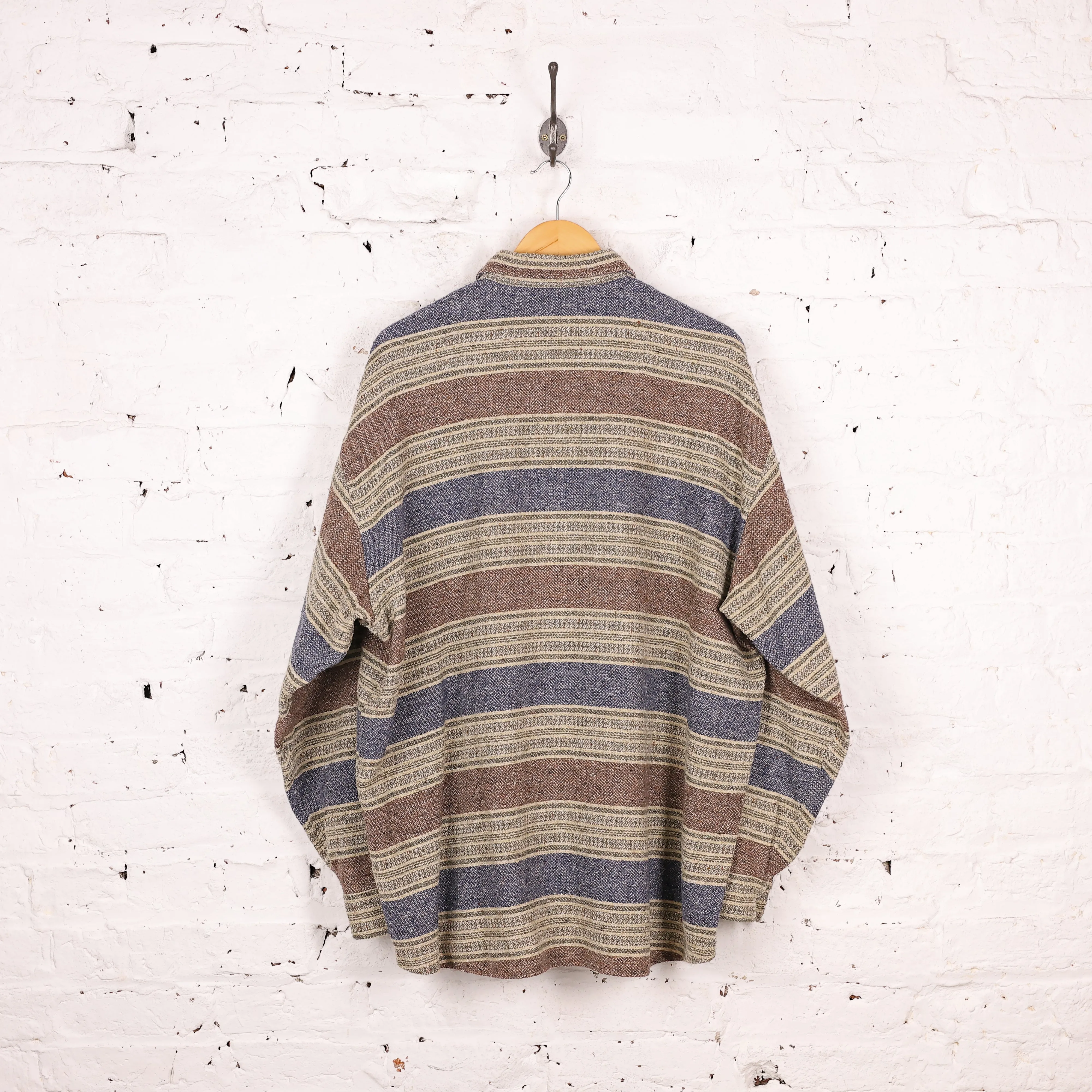 90s Striped Flannel Shirt - Beige - XXL