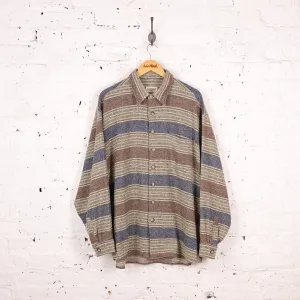 90s Striped Flannel Shirt - Beige - XXL