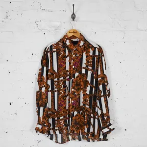 90s Striped Pattern Shirt - Black/White - L