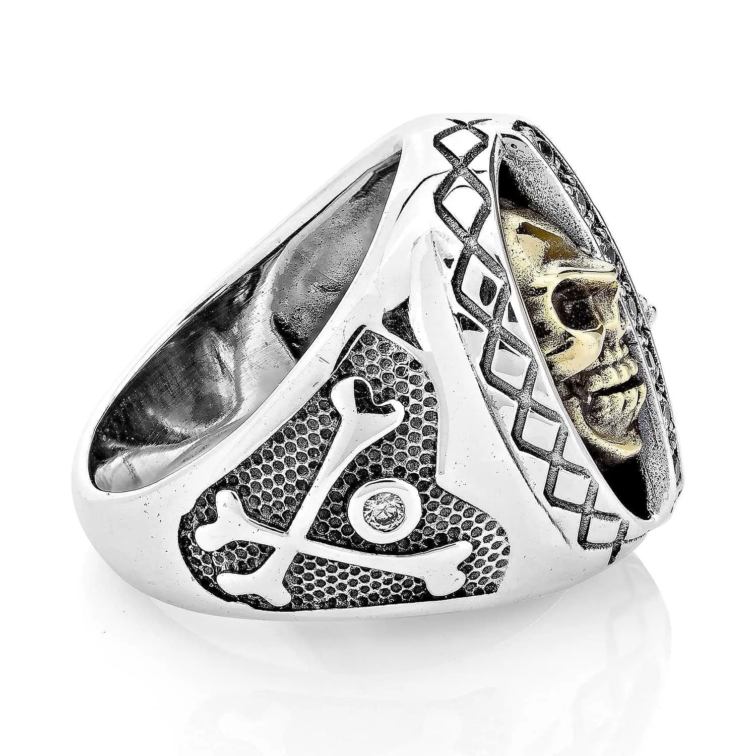 925 Sterling Silver Skull Crossbone Ring