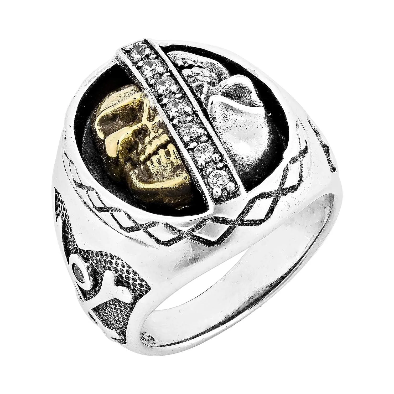 925 Sterling Silver Skull Crossbone Ring