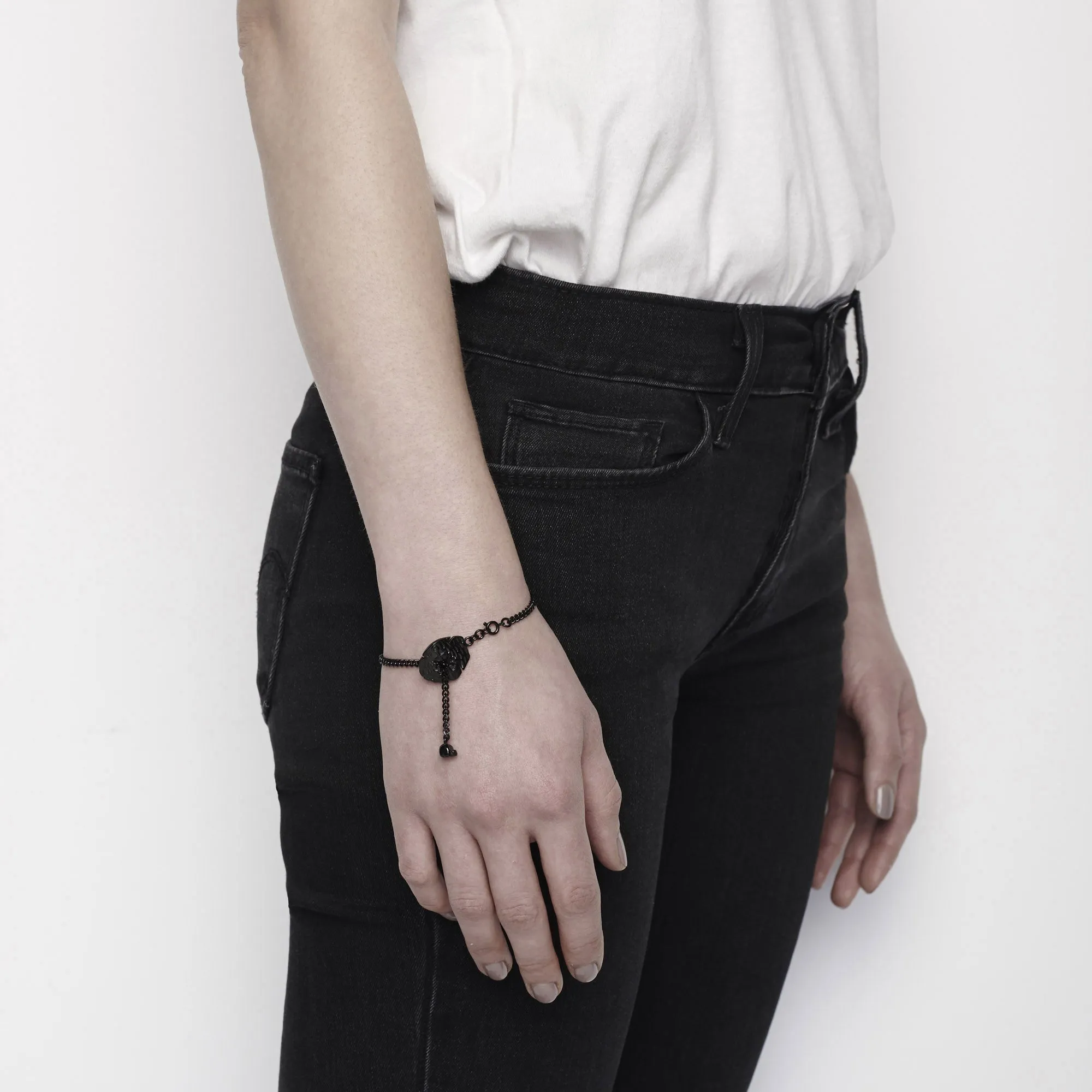 Anchor plate bracelet - Black steel