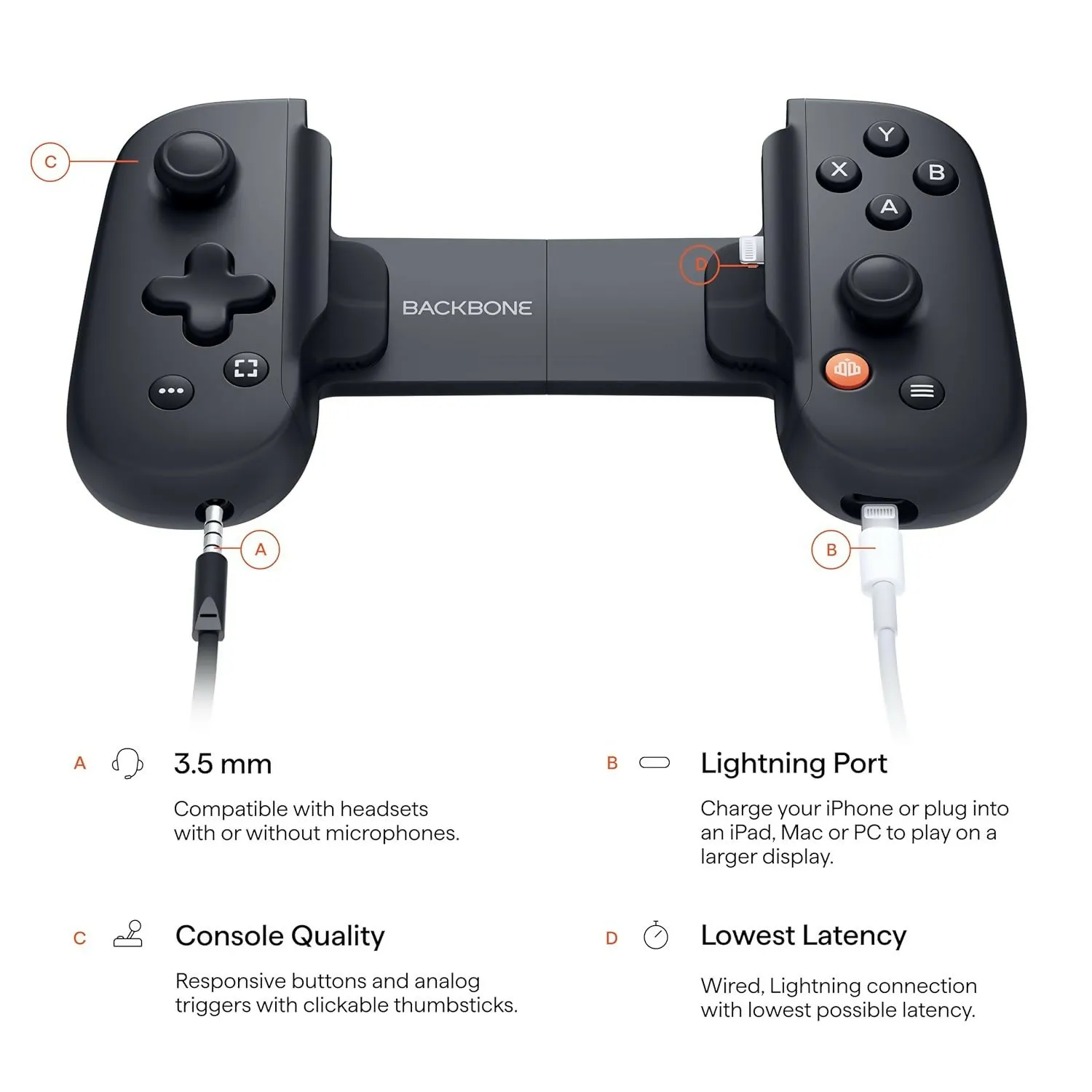 BACKBONE One Mobile Gaming Controller for iPhone - Xbox Edition - Lightning - Black - 2nd Gen (BB-02-P-BR)