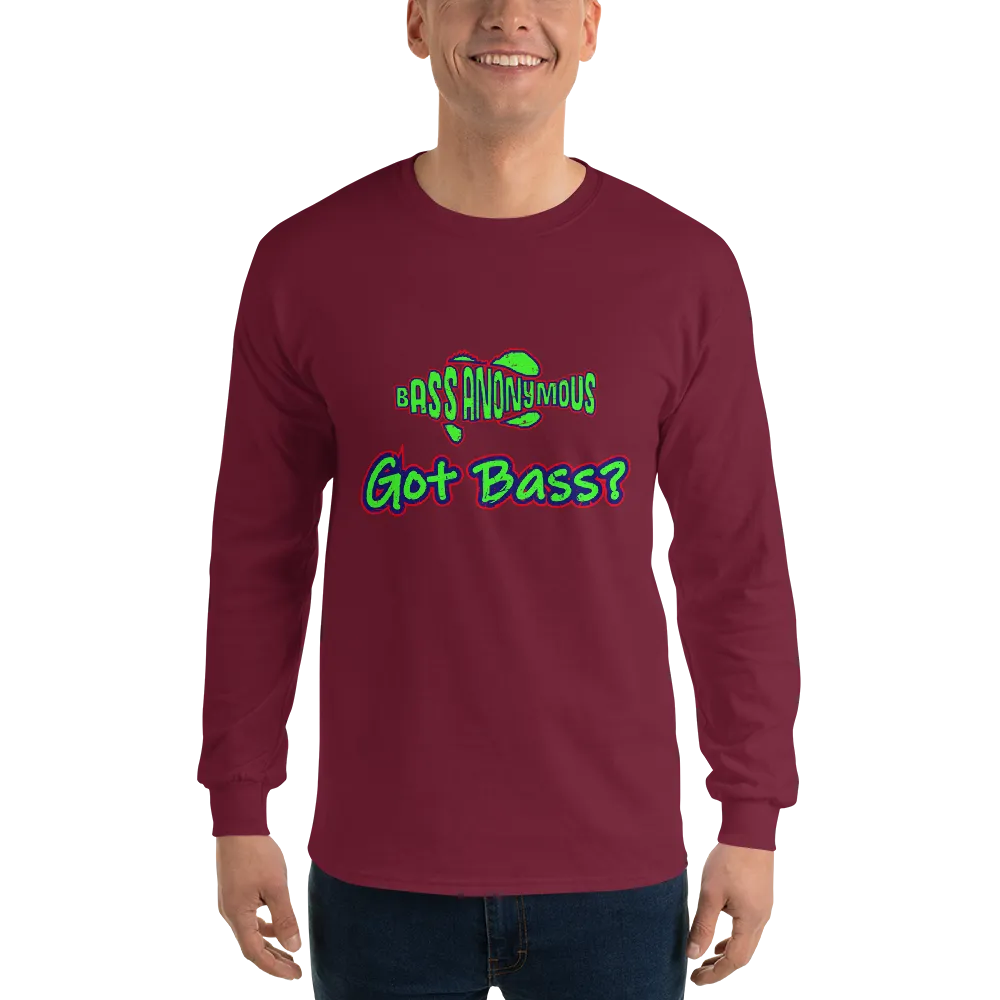 Bass Anonymous Got Bass Grunge  Gold/Navy/Red Long Sleeve Shirt w logo on back