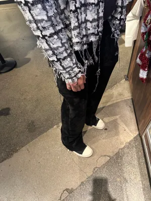 Black Suede Cotton Pants