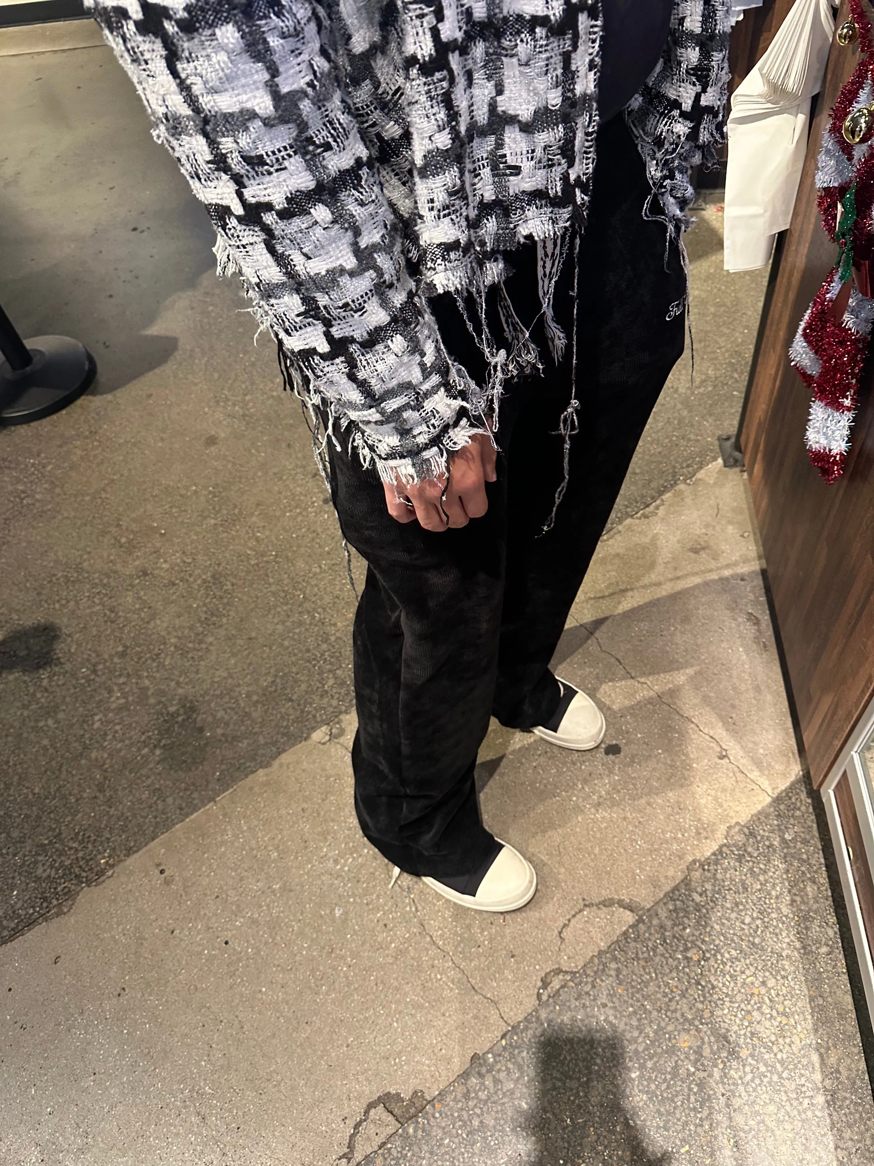 Black Suede Cotton Pants