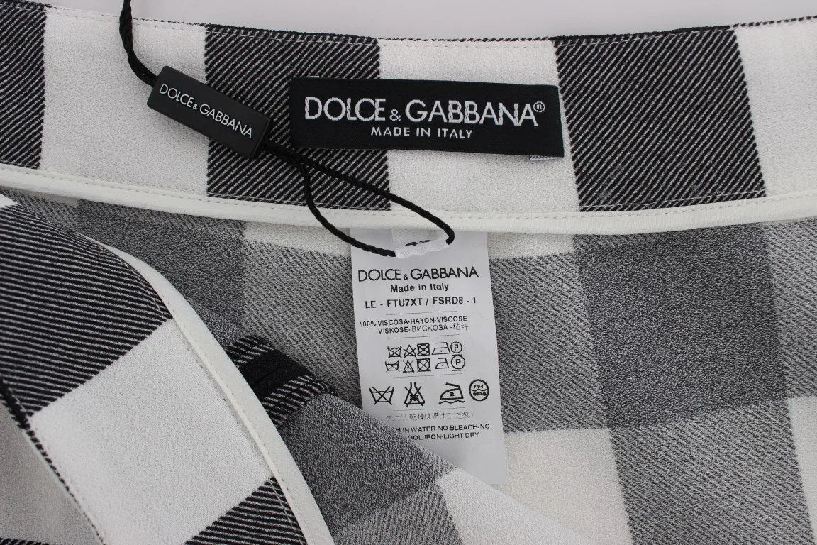 Black White Check Slim Fit Tights Pants