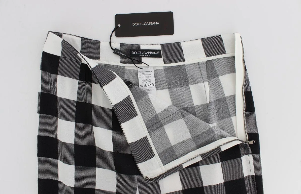 Black White Check Slim Fit Tights Pants