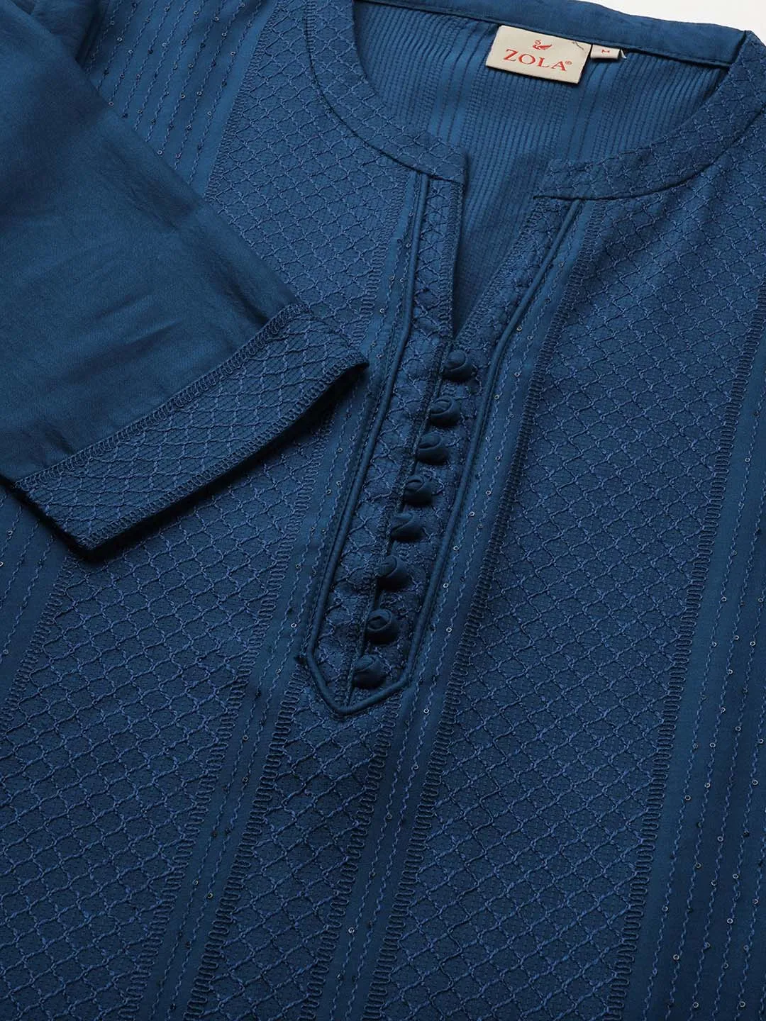 Blue Straight Chanderi Silk Ethnic Wear Tunics for Ladies - Zola