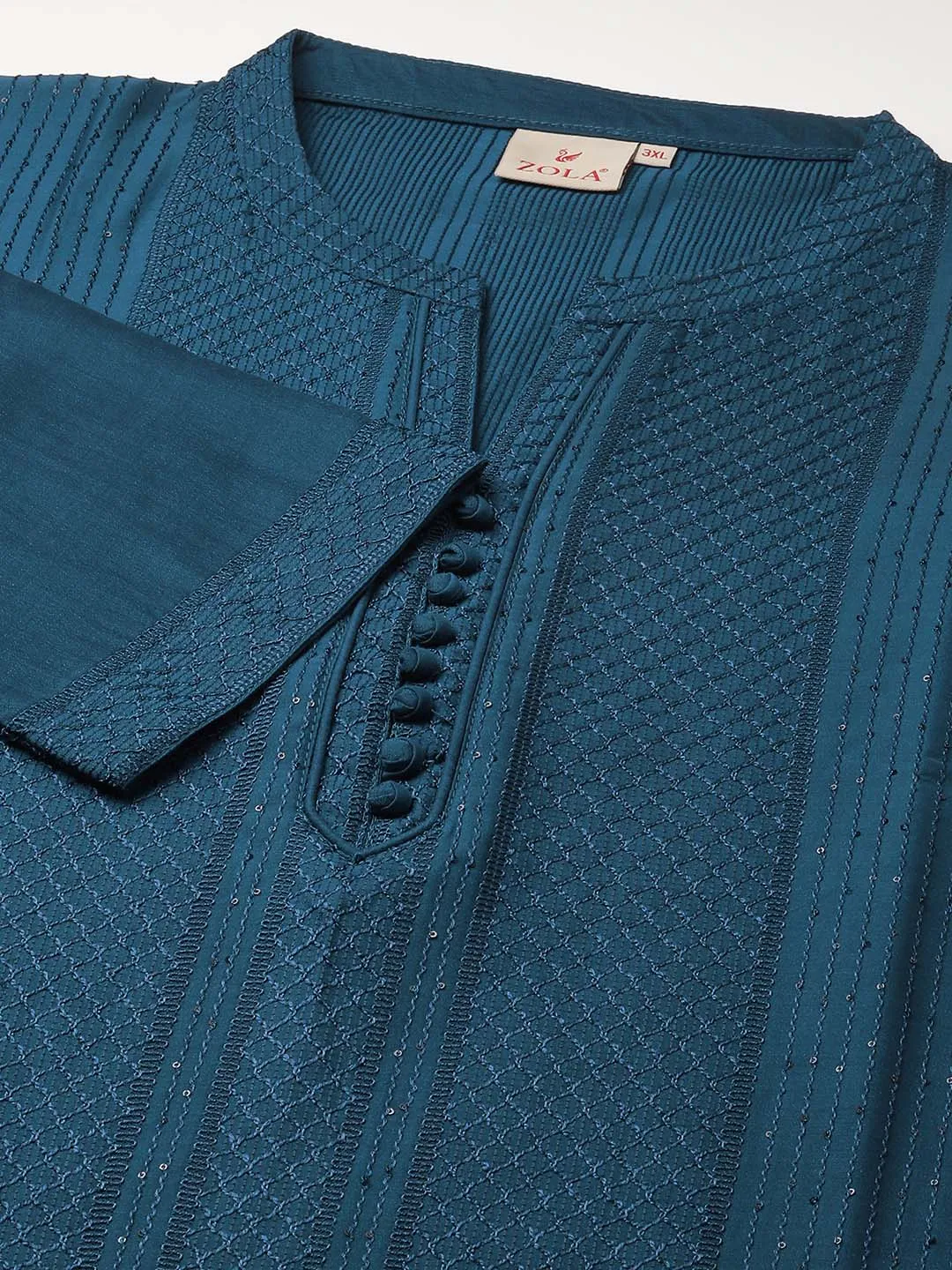 Blue Straight Chanderi Silk Ethnic Wear Tunics for Ladies - Zola