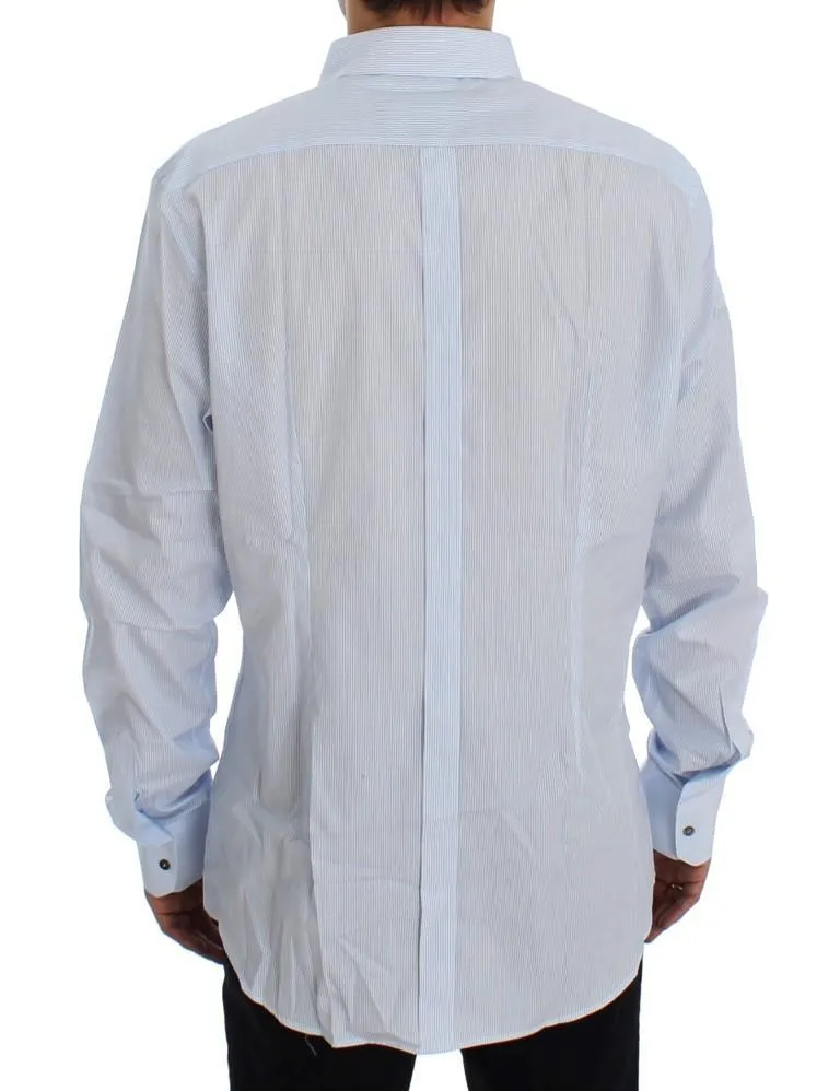 Blue Striped Cotton Slim GOLD Shirt