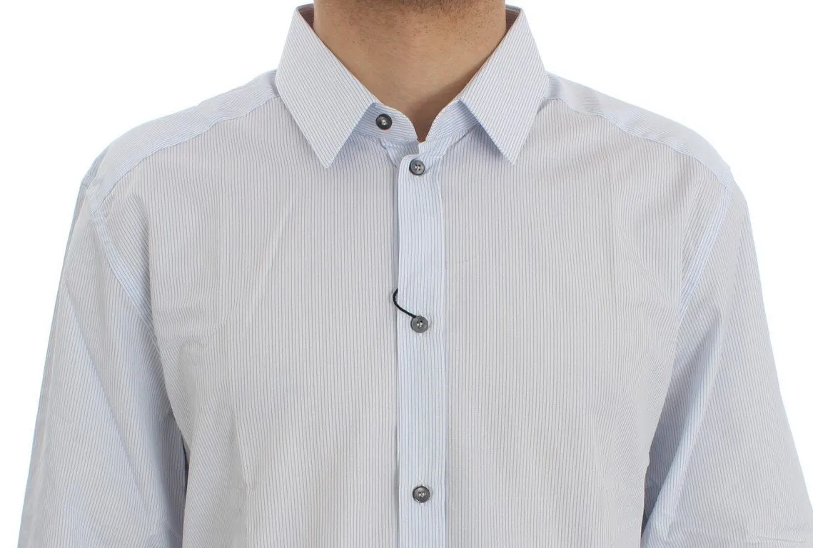 Blue Striped Cotton Slim GOLD Shirt