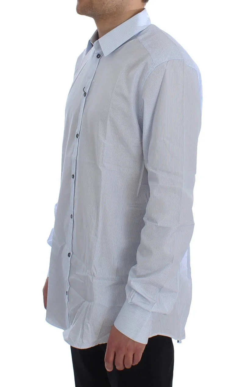 Blue Striped Cotton Slim GOLD Shirt