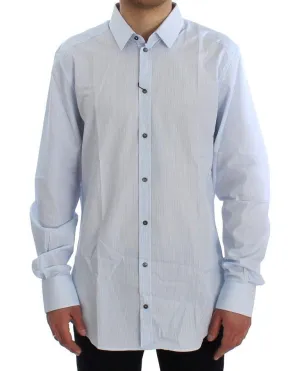 Blue Striped Cotton Slim GOLD Shirt