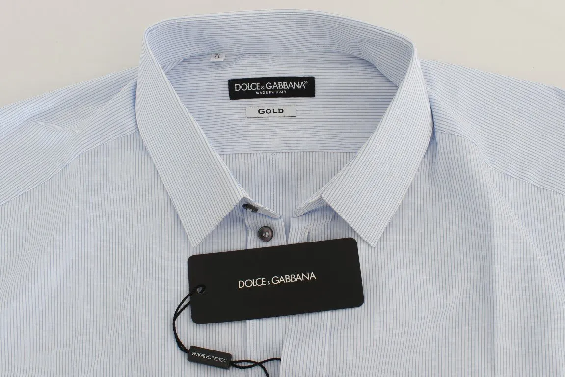 Blue Striped Cotton Slim GOLD Shirt