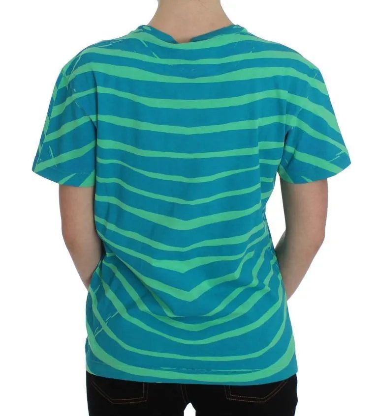 Blue Striped T-Shirt Top Blouse