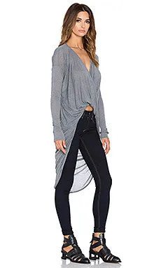 Bobi Long Sleeve Cowl Top | Mid Grey