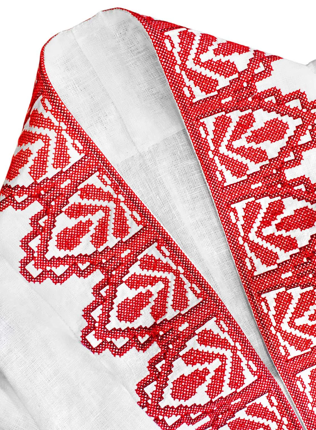Boho style white kaftan with embroidery