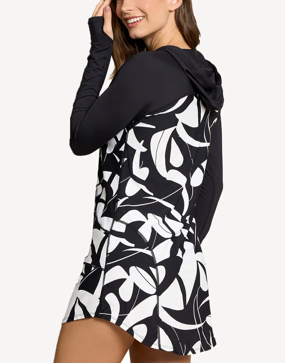 Botanical Domino UPF 50 Hooded Dress Cover Up