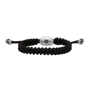 Braided Cord Bracelet with Sterling Silver Skull Ends