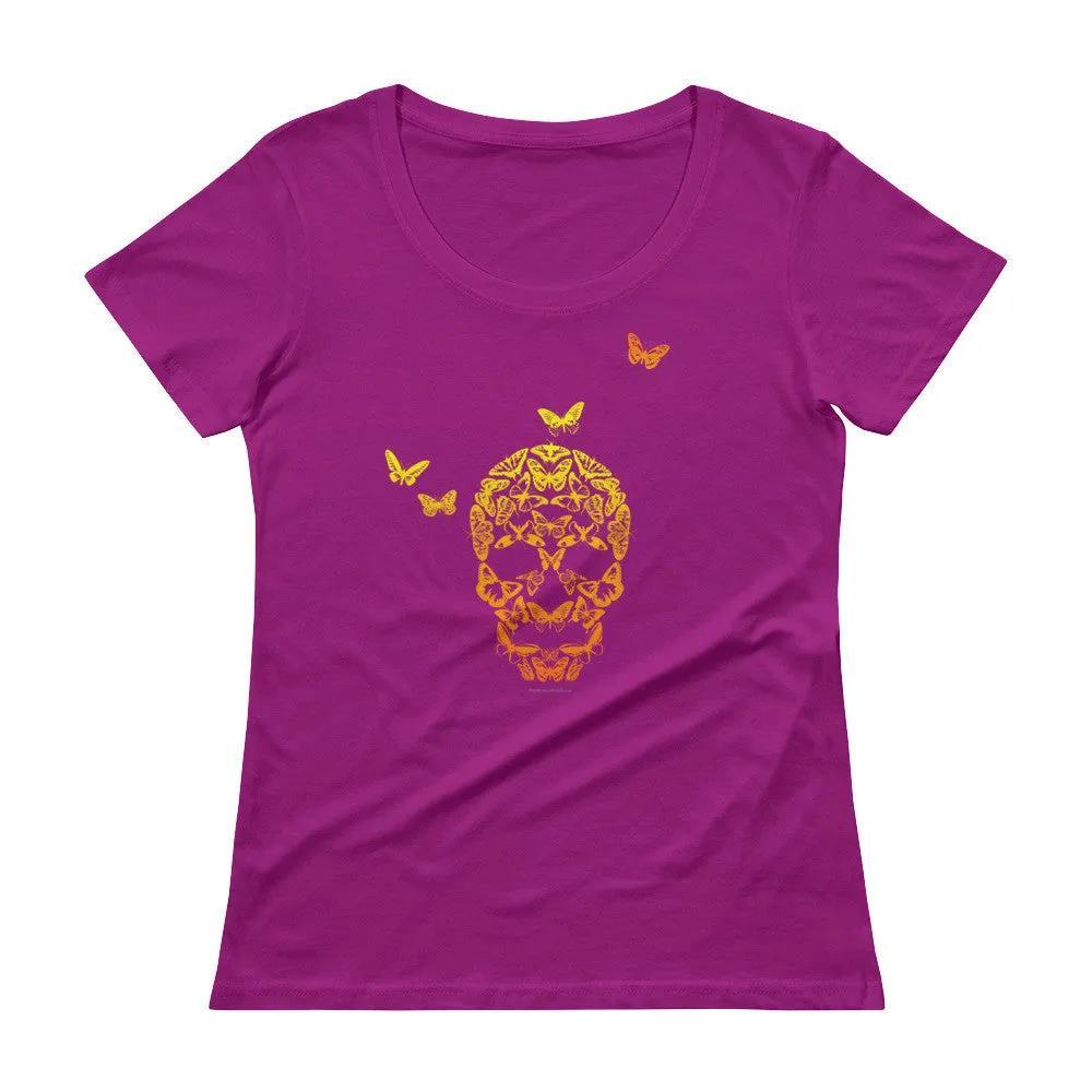 Butterfly Skull Scoop Neck T-Shirt