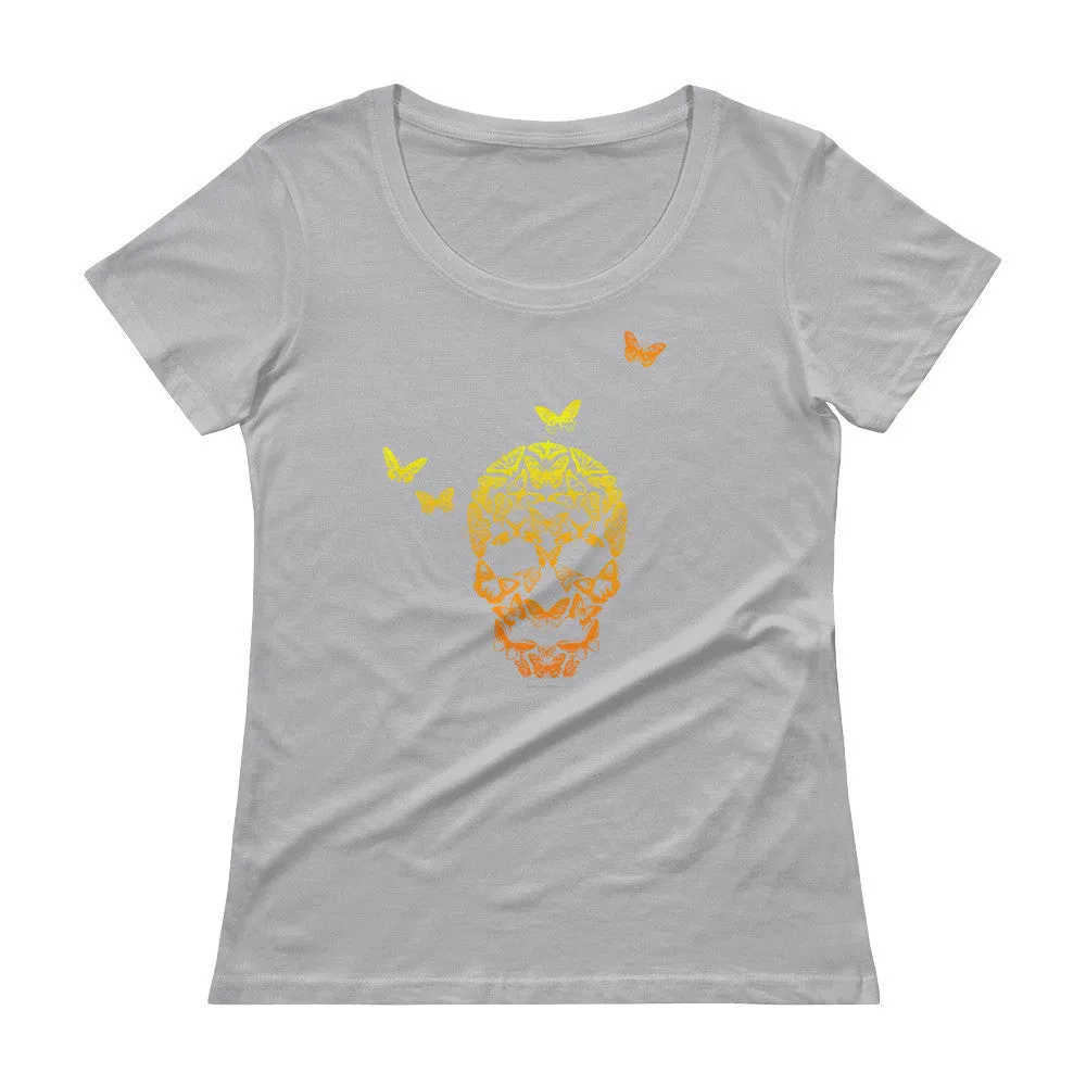 Butterfly Skull Scoop Neck T-Shirt