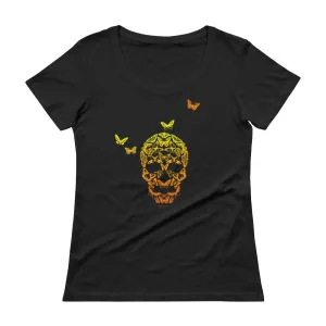 Butterfly Skull Scoop Neck T-Shirt