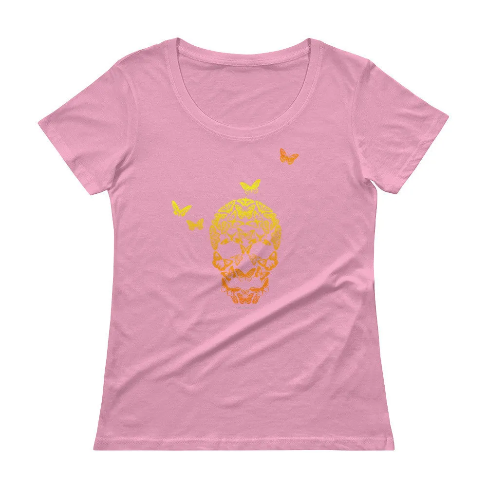 Butterfly Skull Scoop Neck T-Shirt