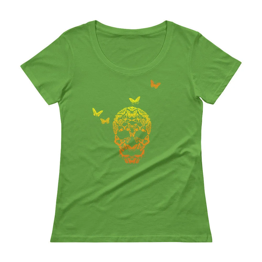 Butterfly Skull Scoop Neck T-Shirt