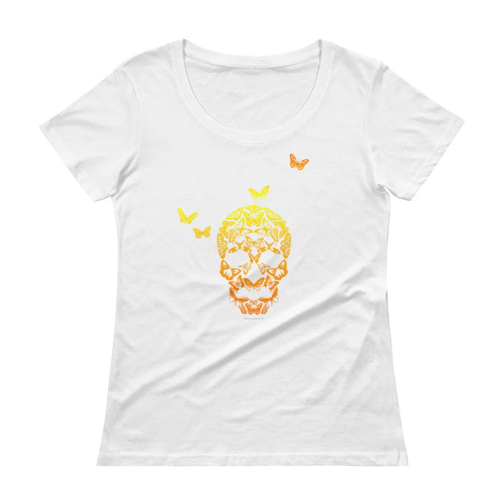 Butterfly Skull Scoop Neck T-Shirt