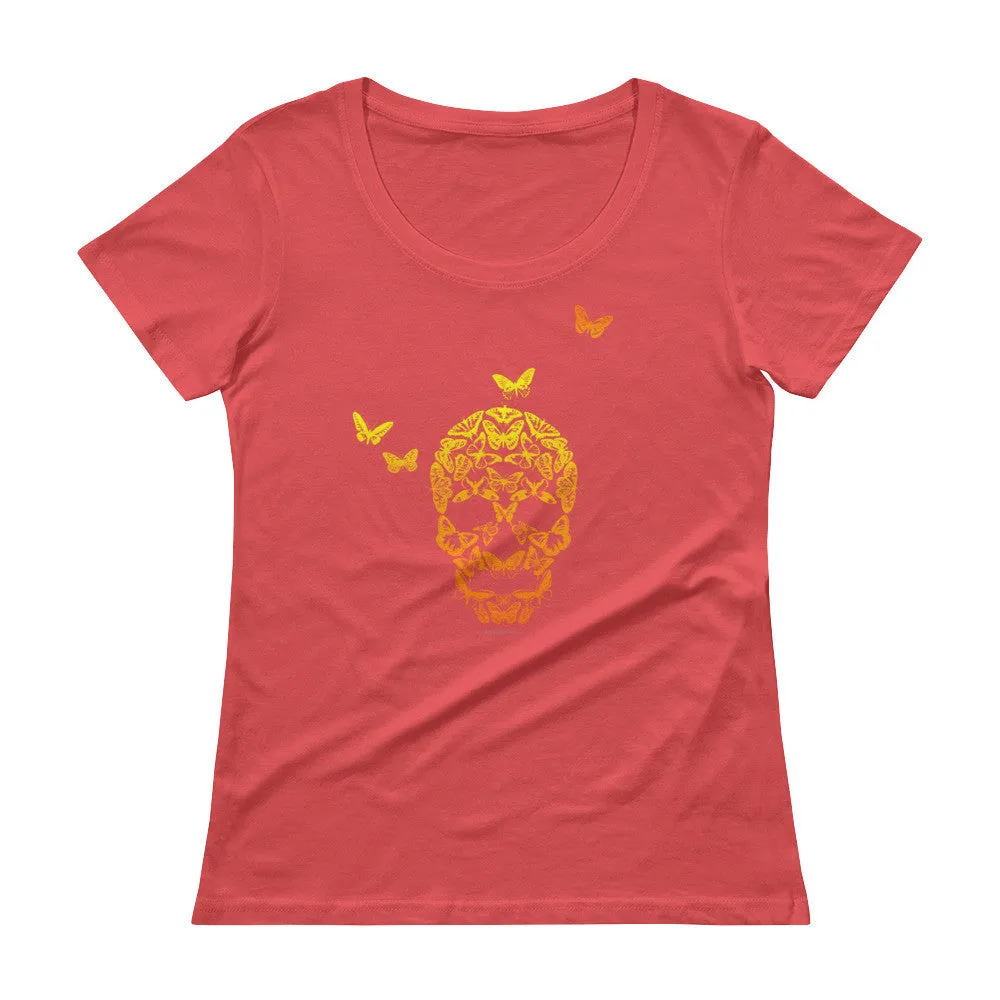 Butterfly Skull Scoop Neck T-Shirt
