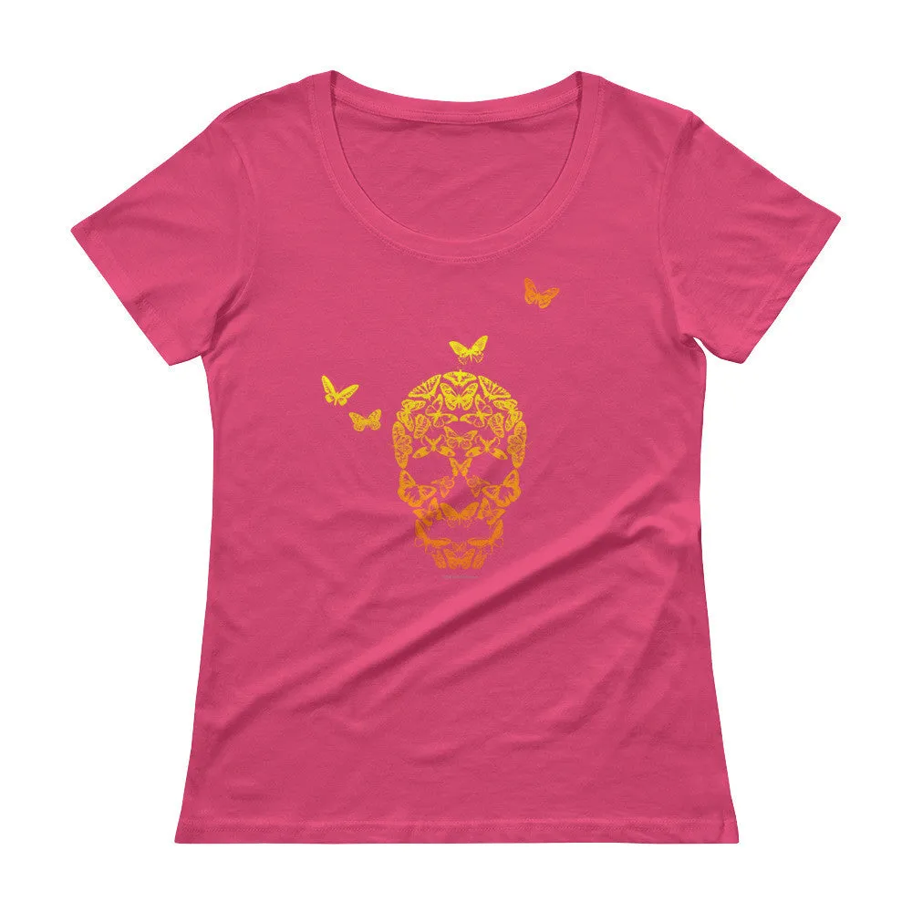 Butterfly Skull Scoop Neck T-Shirt