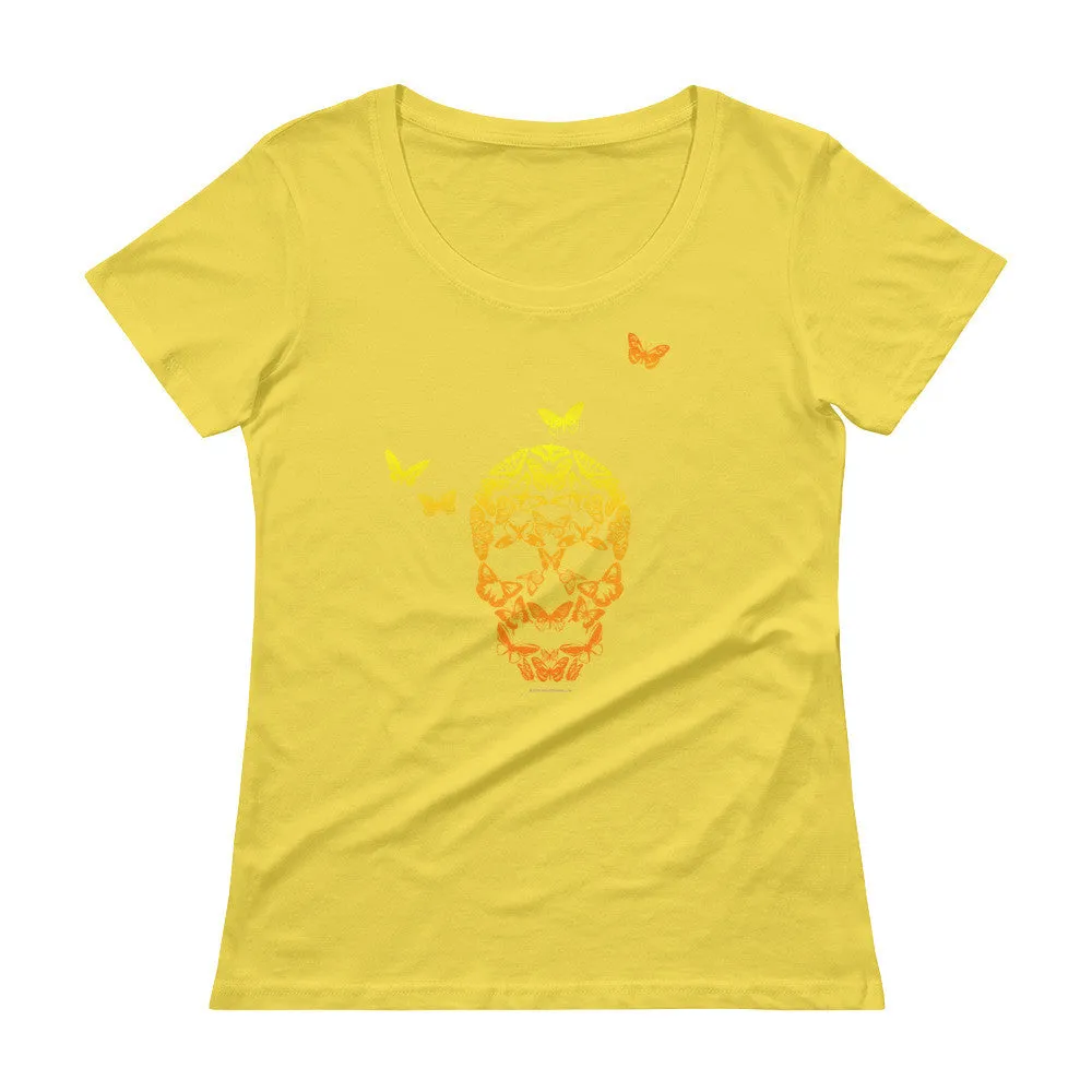 Butterfly Skull Scoop Neck T-Shirt