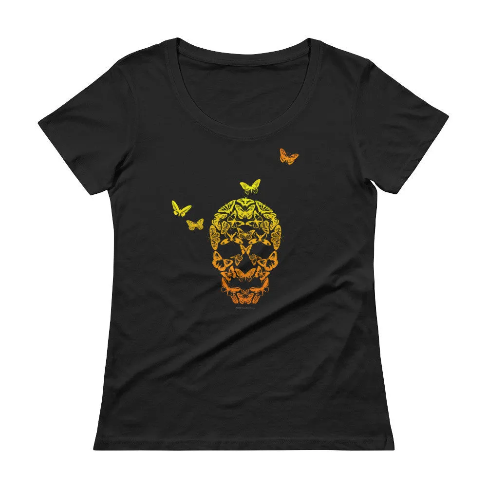 Butterfly Skull Scoop Neck T-Shirt